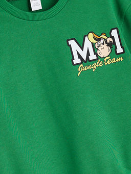 Bisiklet Yaka Nostaljik Maymun Bask?l? Erkek ?ocuk Sweatshirt