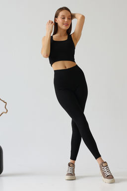 Лосины Легинсы из хлопка с лайкрой с высокой посадкой