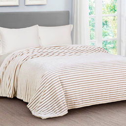 Плед/покрывало 240х200см "Белый тигр-004", велсофт "Мармари" полоса, высокий ворс, полиэстер 100%, плотность 350г/м2, упаковка пояс бумажный, "Домашняя мода" (Россия)