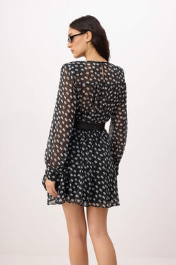 Cok Renkli Kemerli Sifon Ust Beden Astars?z Elbise TWOAW26EL00378 - Trendyolmilla фото 4