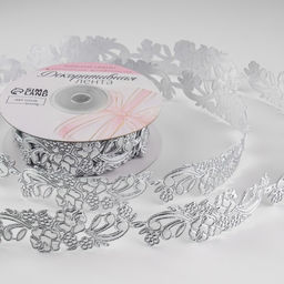 Лента фигурная Ветвь, 26 мм, 9 0,5 м, цвет серебряный