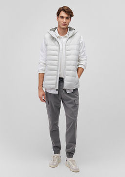 Kapusonlu Gri Sisme Yelek - Mavi фото 2