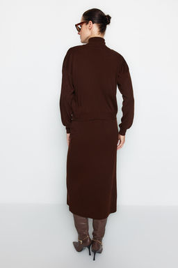 Kahverengi Bal?kc? Yaka Etekli Triko Alt-Ust Tak?m TWOAW24AU00035 - Trendyolmilla фото 7