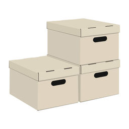 VAL KCTN-CB20 Короба картонные, 25*33*18.5 см, набор 3 шт., цвет бежевый, шт