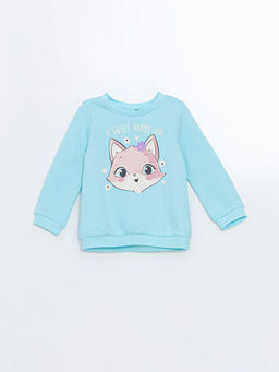 Bisiklet Yaka Bask?l? K?z Bebek Sweatshirt ve E?ofman Alt 2li Tak?m - Waikiki фото 2