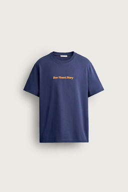 CAMISETA RELAXED FIT TEXTO BORDADO / Marino - Zara фото 6