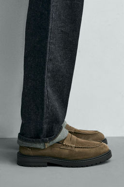 LEATHER TRACK PENNY LOAFERS - Zara фото 12