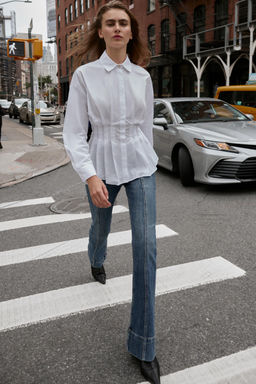 PLEATED POPLIN SHIRT