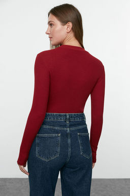 Trendyolmilla Siyah-Beyaz 2li Paket Slim C?tc?tl? Dik Yaka Fitilli Esnek Orme Body TWOAW23BD00030 фото 5