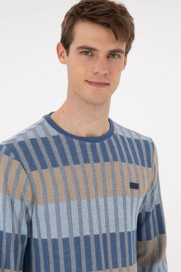 Erkek Regular Fit Bisiklet Yaka Krem Sweatshirt