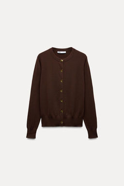 PLAIN KNIT CARDIGAN WITH GOLD BUTTONS - Zara фото 3