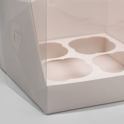 Коробка для 4 капкейков, белая 16×16×14 см