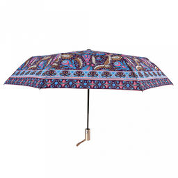 Зонт автомат Дива ткань эпонж (полиэстер) с деколью, 8 лучей, д/купола 95см h58см, 3 сложения, 29см в сложенном виде, механизм против ветра, пластмассовая ручка, цвет фиолетово-розовый, 321гр (Китай) - Домашняя Мода фото 2