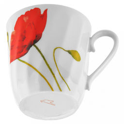 Кружка фарфоровая "Алый мак" 350мл, д9см, h10см, форма "Витая" (Россия)