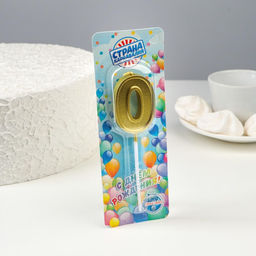 Цена за 5 шт. Свеча в торт цифра 0 золото, 5 см