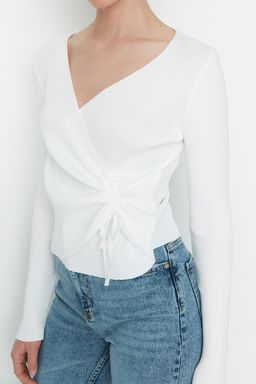 Ekru Kruvaze Buzgu Detayl? Triko Kazak TWOAW23KZ00828 - Trendyolmilla фото 4