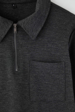 Antrasit Melanj Regular/Normal Kesim Polo Yaka Fermuarl? Kal?n Sweatshirt TMNAW26SW00007 - Trendyolmilla фото 6