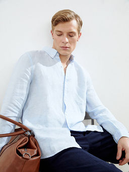 Slim Fit Uzun Kollu %100 Keten Erkek G?mlek