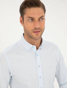 A__k Mavi Slim Fit Uzun Kollu G_mlek