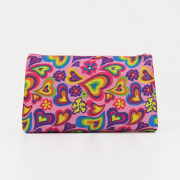 Цена за 2 шт. Косметичка-пенал на молнии, плоская, маленькая, с рисунком Яркие сердечки, розовая/разноцветная - Simaland фото 2