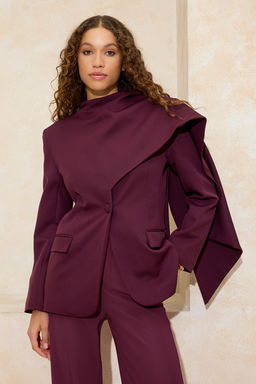 Siyah Sal Yaka Regular/Normal Kal?p Dokuma Astarl? Vatkal? Blazer Ceket TWOSS26BC00010 - Trendyolmilla фото 7