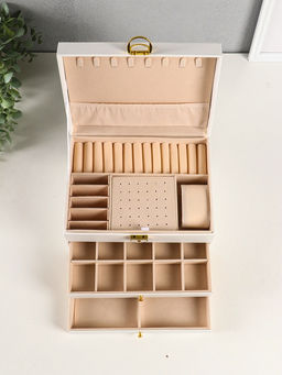 Шкатулка для украшений Miguel, 3 яруса, белая, 23×17.5×13.5 см