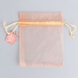 Цена за 10 шт. Мешочек подарочный органза оранжевый «Для тебя», с шильдиком, 10 х 12 см +/- 1.5 см