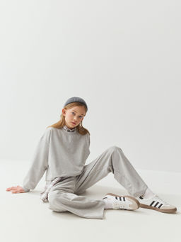 Свитшот укороченный облегченный Серый меланж 7+ - Bungly фото 7