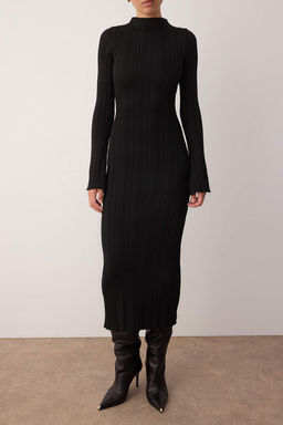 Murdum Premium/Ozel Iplik Bodycone Midi Dik Yaka A-Line Triko Uzun Elbise TWOAW26EL00056 - Trendyolmilla фото 7