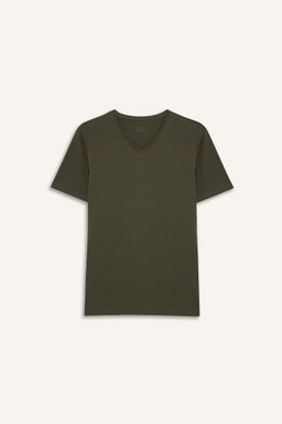 Slim Fit Dar Kesim V Yaka Basic Duz K?sa Kollu Tisort - Defacto фото 4