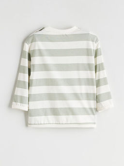 Bisiklet Yaka ?izgili Erkek Bebek Ti??rt ve Pantolon 2li