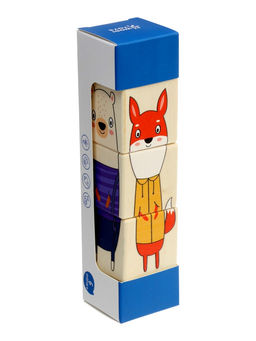 Кубики деревянные на оси  «Животные» , 3 кубика