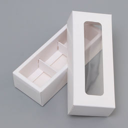 Цена за 2 шт. Коробка для 3 конфеты, с окном, белый 13×5×3.3 см