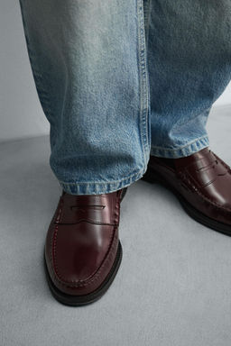 LEATHER PENNY LOAFERS - Zara фото 3