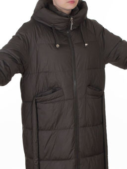 8891 GRAY/BROWN Пальто зимнее женское (200 гр. холлофайбер)