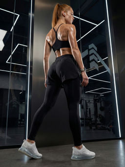 Легинсы RUI GE GE женские с шортами 2 в 1 черные - Mtforce фото 6