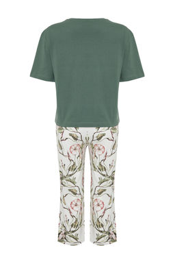 Trendyolmilla Lacivert Cicekli Kapri Orme Pijama Tak?m? THMSS24PT00216  фото 13