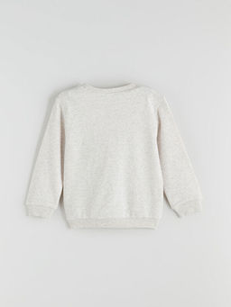 Bisiklet Yaka Bask?l? Erkek ?ocuk Sweatshirt