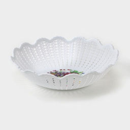 Цена за 3 шт. Ваза для хлеба и фруктов «Вязание», 18×4.5 см, рисунок МИКС, белая