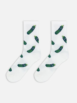 Цена за 5 пар! Носки мужские белые с рисунком в виде надписи огурца белый 107K-2738 - Mark formelle фото 3