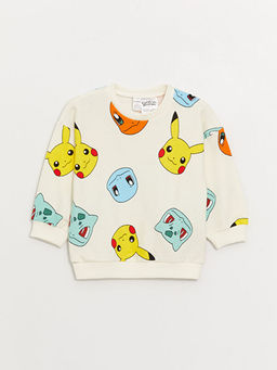 Bisiklet Yaka Uzun Kollu Pokemon Bask?l? Erkek Bebek Sweatshirt
