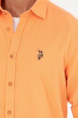 U. S. Polo Assn / Мужская оранжевая базовая рубашка с длинным рукавом - U.s. polo assn фото 14