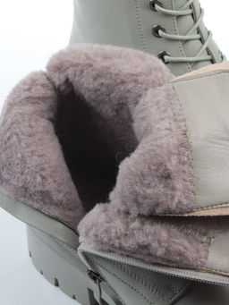 04-PAS70-3Z GRAY/GREEN Ботинки зимние женские (натуральная кожа, 100% шерсть)