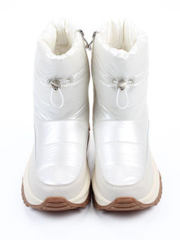 02-WA010-3M LT. BEIGE Сапоги "Дутики" зимние женские (натуральная кожа, курточная ткань, 100% шерсть)