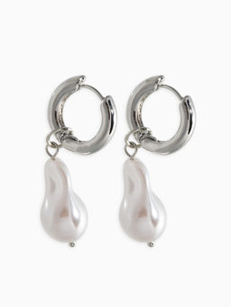 Цена за 2 шт. Серьги жемчуг "Барочный" галтовка, цвет белый в серебре