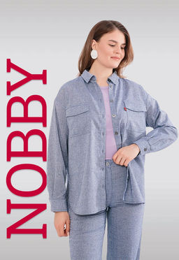 NOBBY, Женская рубашка 002R-122/1 (серо-синий)  фото 7