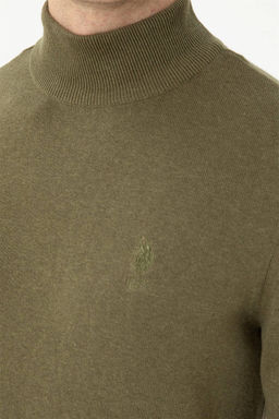 U. S. Polo Assn Мужской базовый свитер хаки меланжевого цвета - U.s. polo assn фото 7