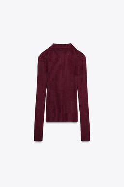 RIBBED KNIT POLO NECK JUMPER - Zara фото 7