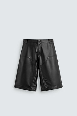 BERMUDA WIDE FIT EFECTO PIEL / Negro / Blanco - Zara фото 7