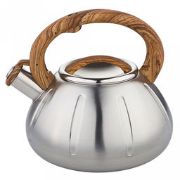 Чайник из нержавеющей стали "Zeidan" 3л, со свистком, литой корпус, матовая полировка корпуса, фиксированная прорезиненная ручка "под дерево", курковый механизм, индукционное дно, подарочная коробка (Китай) Подходит для всех видов плит, включая индук